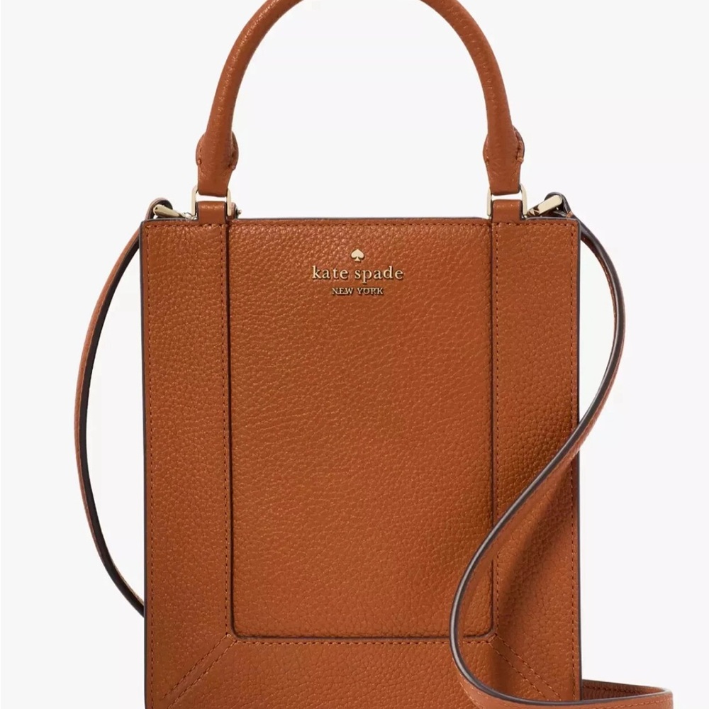 Kate Spade Lena Mini Tote Brown Pebbled Leather Purse Bag NWT $349 MSRP